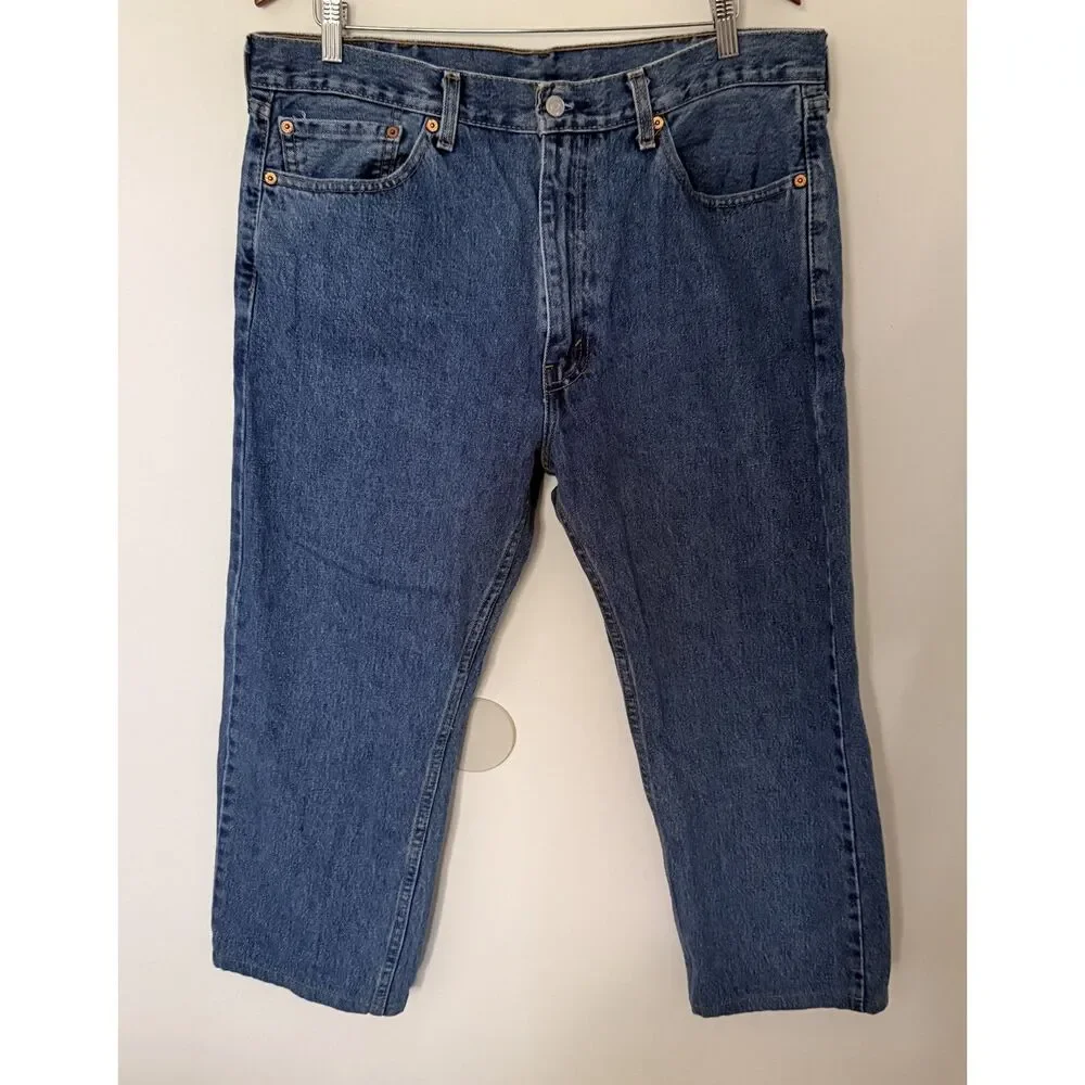 VTG Levis 505 Regular Fit Medium Stonewash Cotton Straight Leg Jeans 38x30 -Flaw